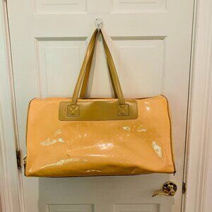 ARCADIA Classic Yellow Embossed Patent Leather Gateway XL Weekender Bag